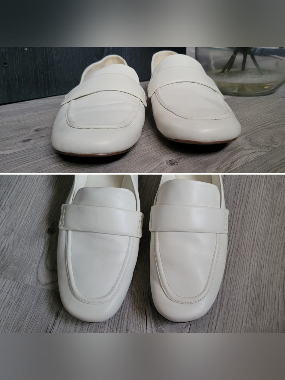 Vince Davis Milk White Leather Loafers with Penny Keeper Vamp, US 8.5 EU 39 - Picture 5 of 16